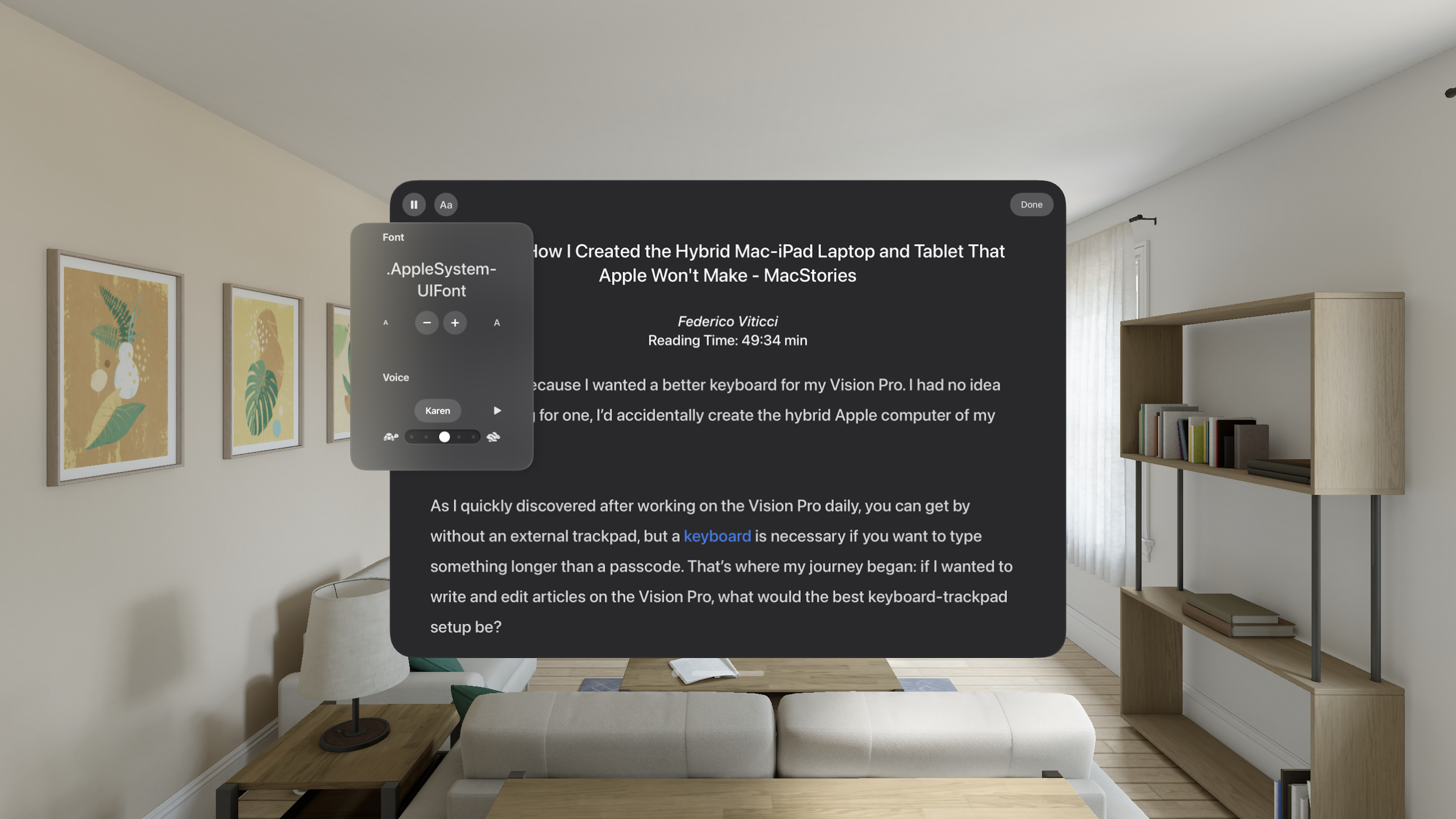 Surfed Actions on Vision Pro