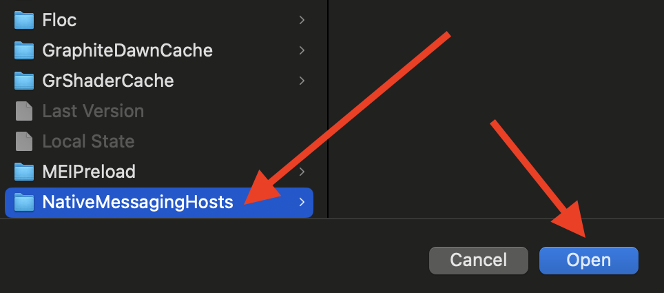 Select NativeMessagingHosts folder